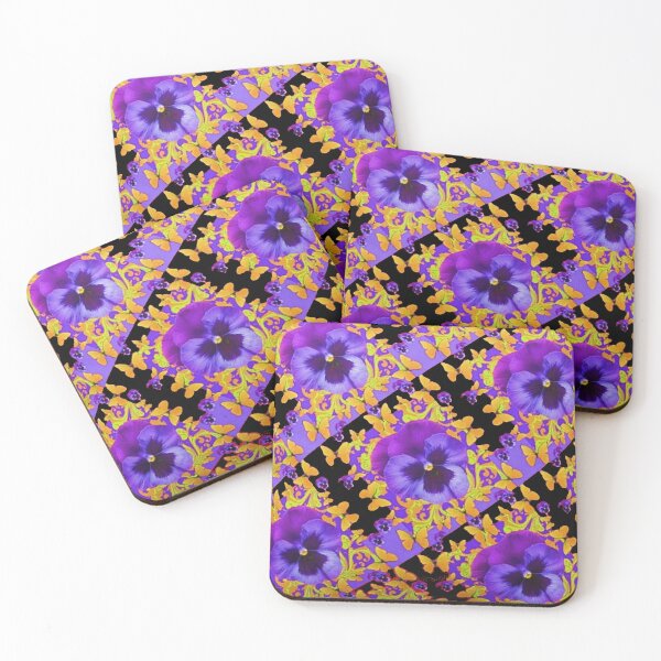 Item preview, PURPLE PANSIES GOLDEN BUTTERFLIES ABSRTACT PATTERNS ART designed and sold by sharlesart.