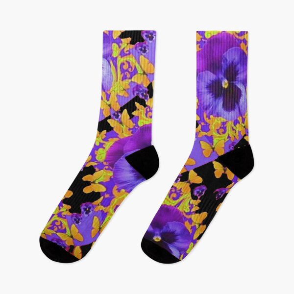 Item preview, PURPLE PANSIES GOLDEN BUTTERFLIES ABSRTACT PATTERNS ART designed and sold by sharlesart.