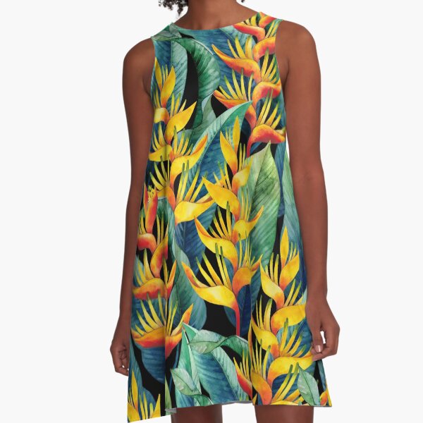 Watercolor heliconia A-Line Dress