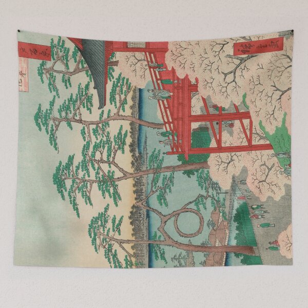 Item preview, Spring Blossoms and Pond Ukiyo-e Japanese Art designed and sold by VintageArchive.