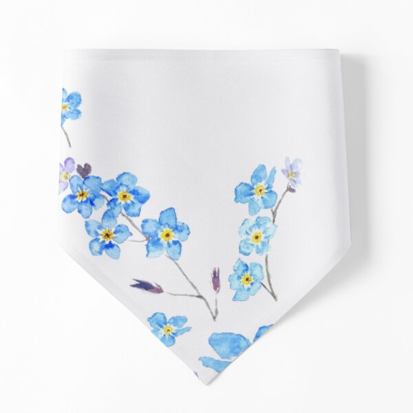 blue forget me not watercolor painting Pet Bandana