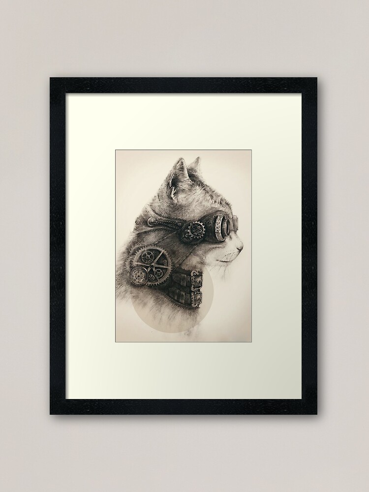 Alternate view of Steampunk cat Framed Art Print