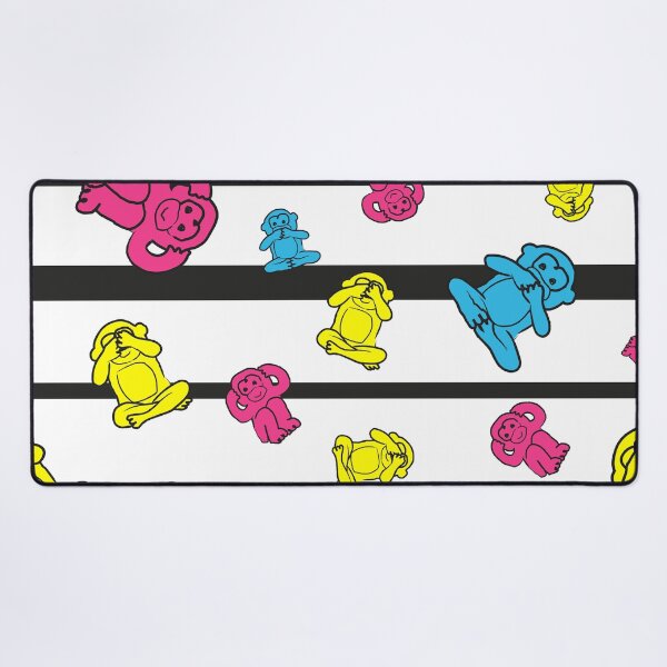 Item preview, Colorful monkeys on black and white stripes designed and sold by marufemia.