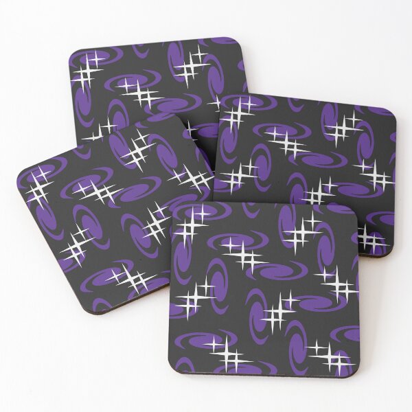 Artikelvorschau, Retro Atomic Age Swirls Stars Pattern Black Indigo entworfen und verkauft von thepixelgarden.