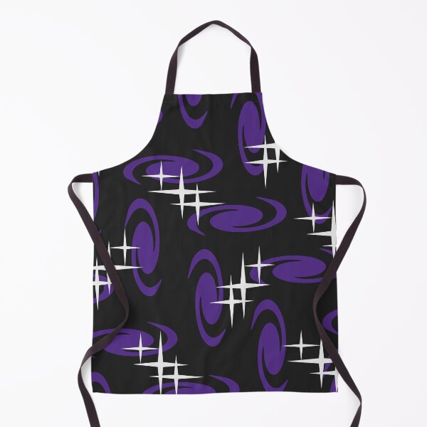 Artikelvorschau, Retro Atomic Age Swirls Stars Pattern Black Indigo entworfen und verkauft von thepixelgarden.
