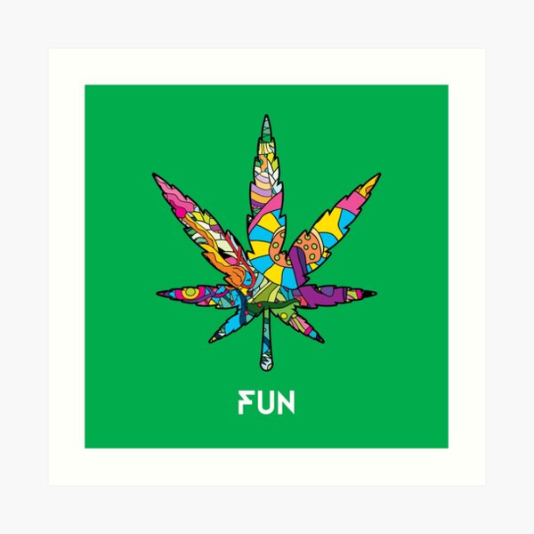 Magic mushroom pattern hippie marijuana leaf symbol Art Print