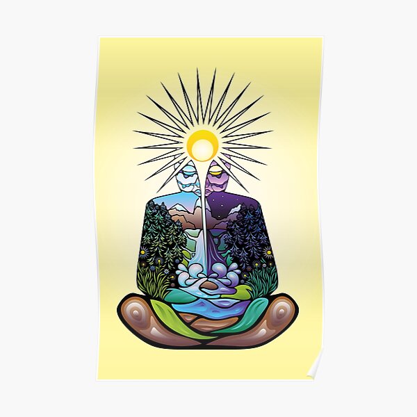 Psychedelic meditating Nature-man Poster