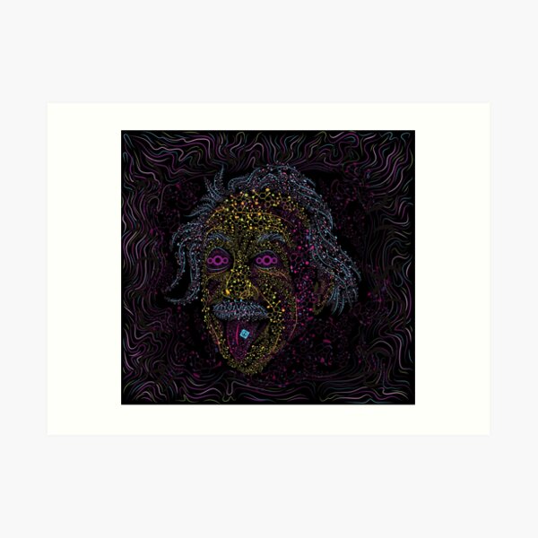 Acid Scientist tongue out psychedelic art poster Art Print