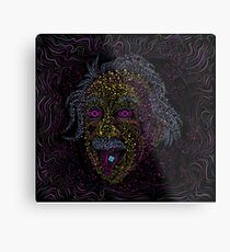 Acid Scientist tongue out psychedelic art poster Metal Print
