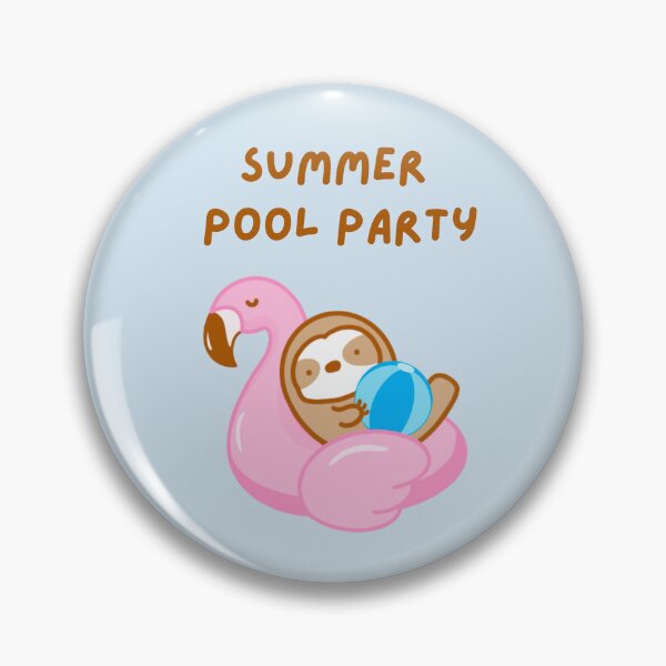 Item preview, Summer Pool Party Pink Flamingo Sloth  designed and sold by theslothinme.