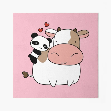 Art Print Strawberry Cow 8x8 Art Print Cute Kawaii Pink Cow 