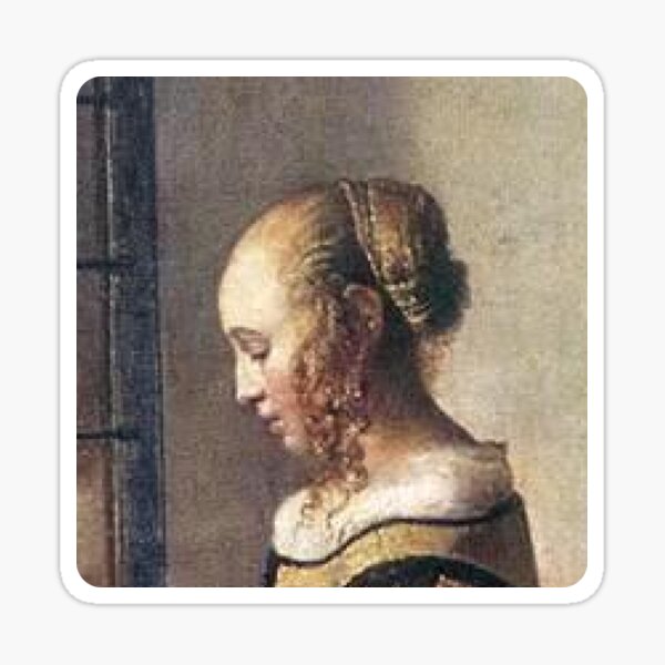 Vermeer Girl Reading A Letter At An Open Window Zoom In 1 Sticker   St,small,507x507 Pad,600x600,f8f8f8 