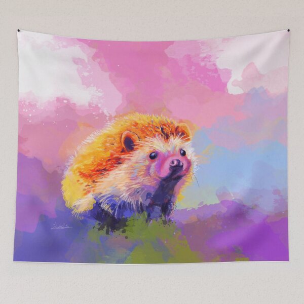 Item preview, Sweet Hedgehog - cute animal colorful painting designed and sold by Flo Art Studio.