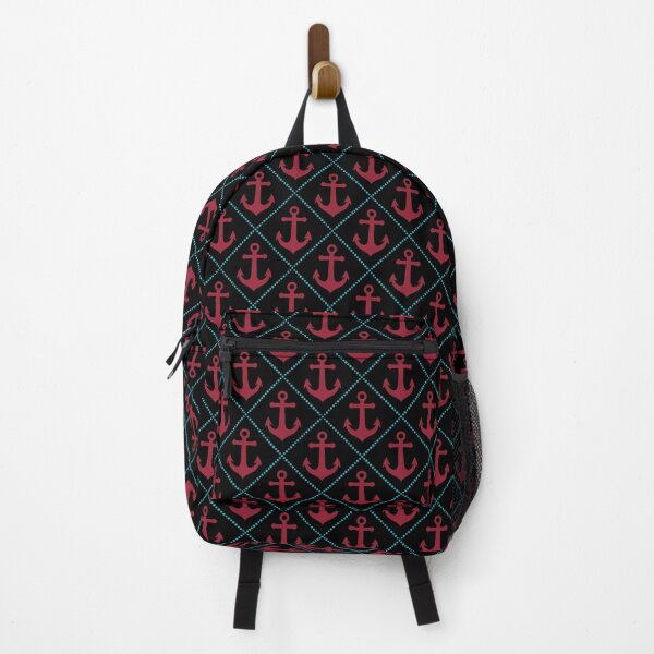 Item preview, Nautical Red Anchor on Black Diamond Pattern designed and sold by Candice Davis.