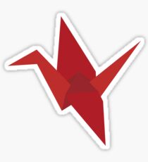 Red Origami Crane Sticker