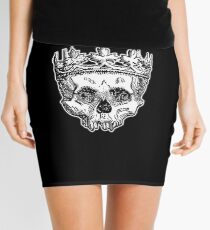 SKULL KING, DEATH, King of the Dead, Skull, Crown, on BLACK Mini Skirt