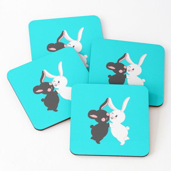 Item preview, Cute black and white bunny Rabbit cuddles designed and sold by MeowMeowsShop.