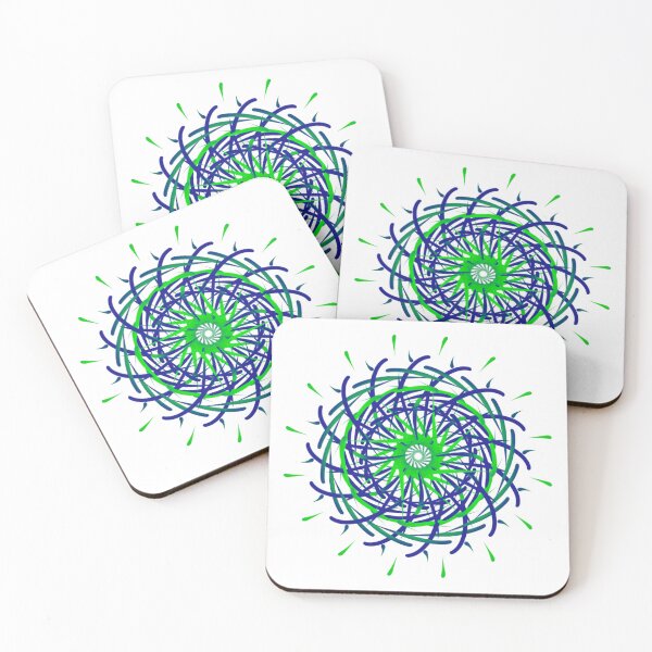Item preview, Fireworks, blue and green mandala, abstract art designed and sold by Meo Design.