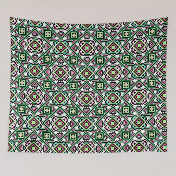 Item preview, La dimensión cuadrada verde rosa ins patrón sin costuras designed and sold by MyMemoriesArts.