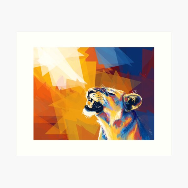 Item preview, In the Sunlight - Lion portrait, lionness illustration, animal art designed and sold by Flo Art Studio.