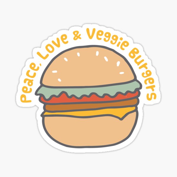 Peace, Love & Veggie Burgers Sticker
