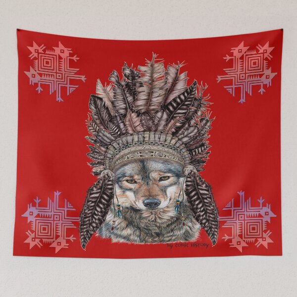 Item preview, American Indian wolf face designed and sold by mycomichistory.
