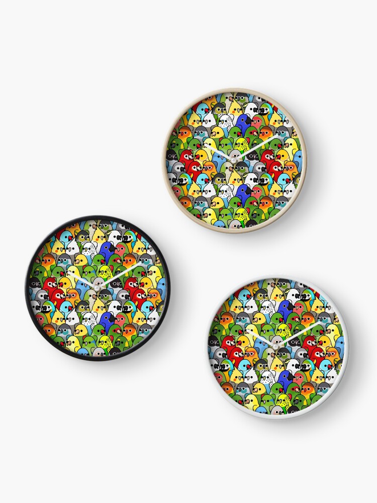Thumbnail 3 of 4, Clock, Too Many Birds! Bird Squad Classic designed and sold by MaddeMichael.