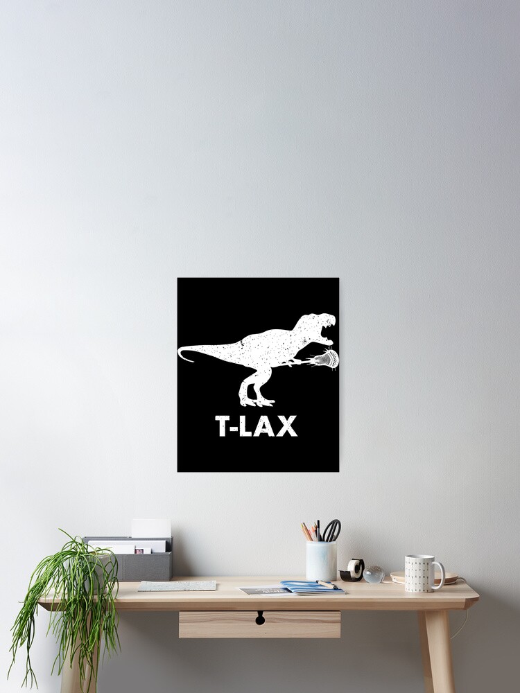 T-Lax Dinosaur Tshirt. Cool Dino Lax Player Lacrosse T-Lax Dinosaur Tshirt. Cool Dino Lax Player Lacrosse