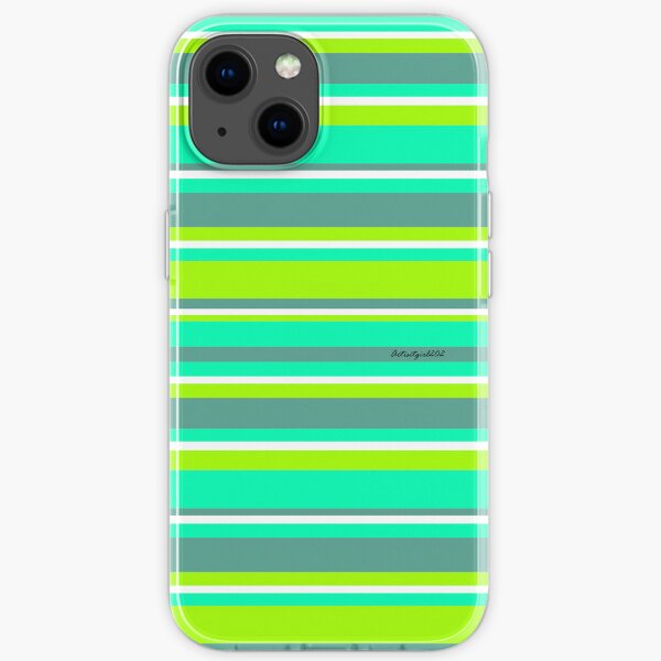 stripe lime green & mint green iPhone Soft Case