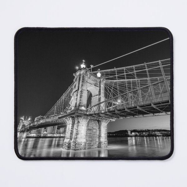 Item preview, Roebling Bridge Cincinnati Ohio Black and White designed and sold by DaveFilm.