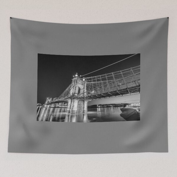 Item preview, Roebling Bridge Cincinnati Ohio Black and White designed and sold by DaveFilm.