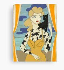 Black Cat Tattooed Lady Canvas Print