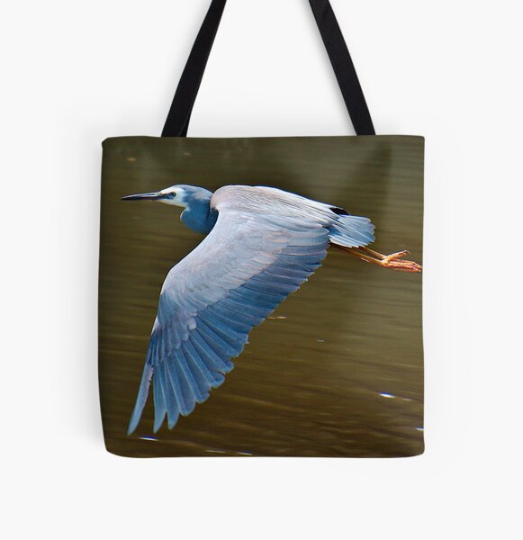 WADER ~ White-faced Heron by David Irwin DJIWYLZC8XZ All Over Print Tote Bag