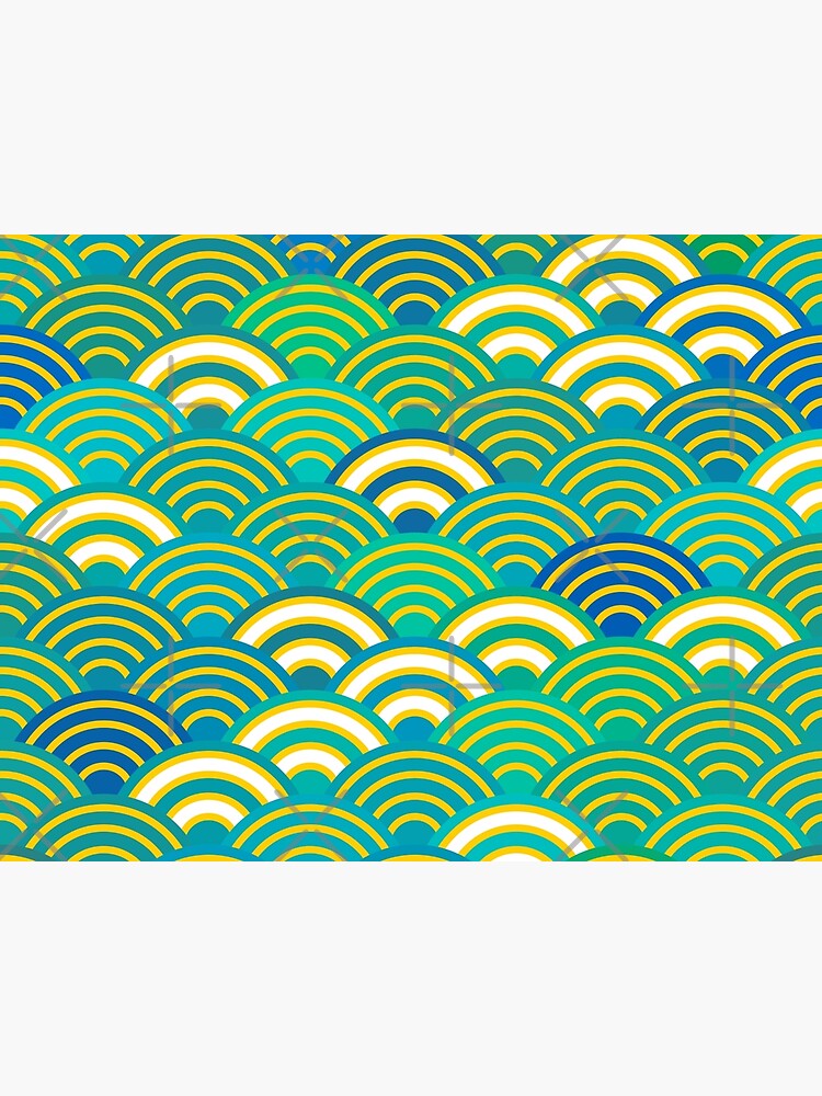 Seigaiha or seigainami abstract scales simple Spring Nature background with japanese circle by EkaterinaP