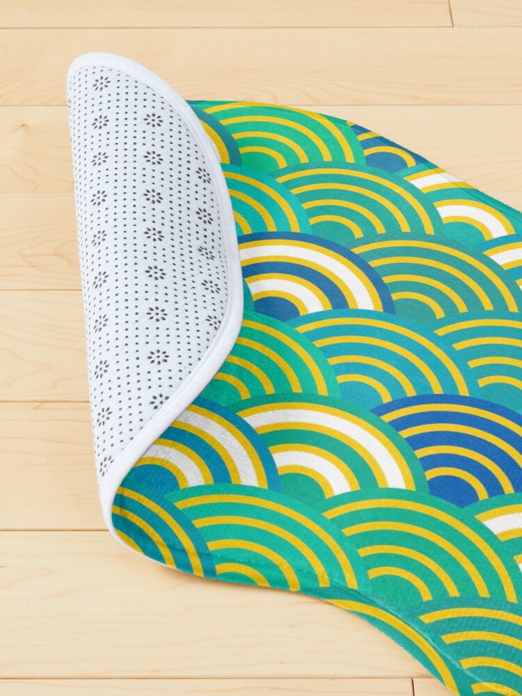 Alternate view of Seigaiha or seigainami abstract scales simple Spring Nature background with japanese circle Pet Mat