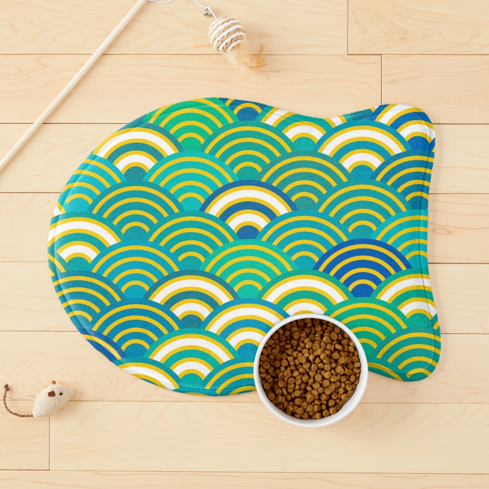 Seigaiha or seigainami abstract scales simple Spring Nature background with japanese circle Pet Mat