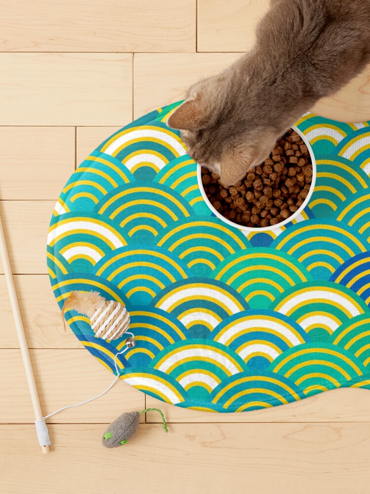 Alternate view of Seigaiha or seigainami abstract scales simple Spring Nature background with japanese circle Pet Mat