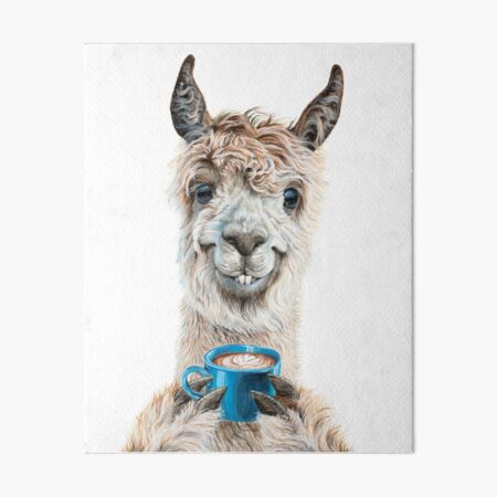 Llama Latte Art Board Print