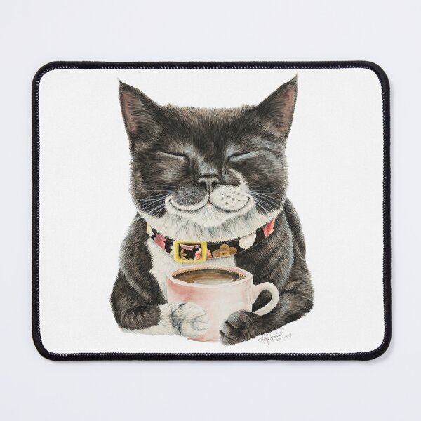 Item preview, Purrfect Morning cat with coffee designed and sold by HollySimental.