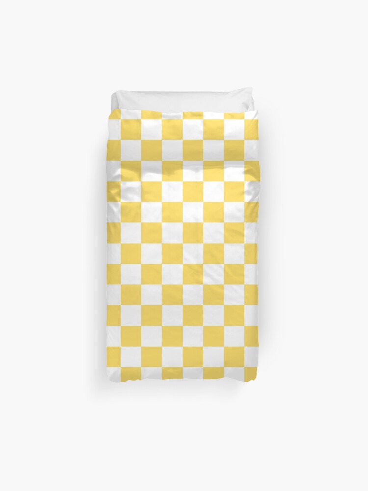 Mustard Yellow And White Checkerboard Pattern Duvet Cover By