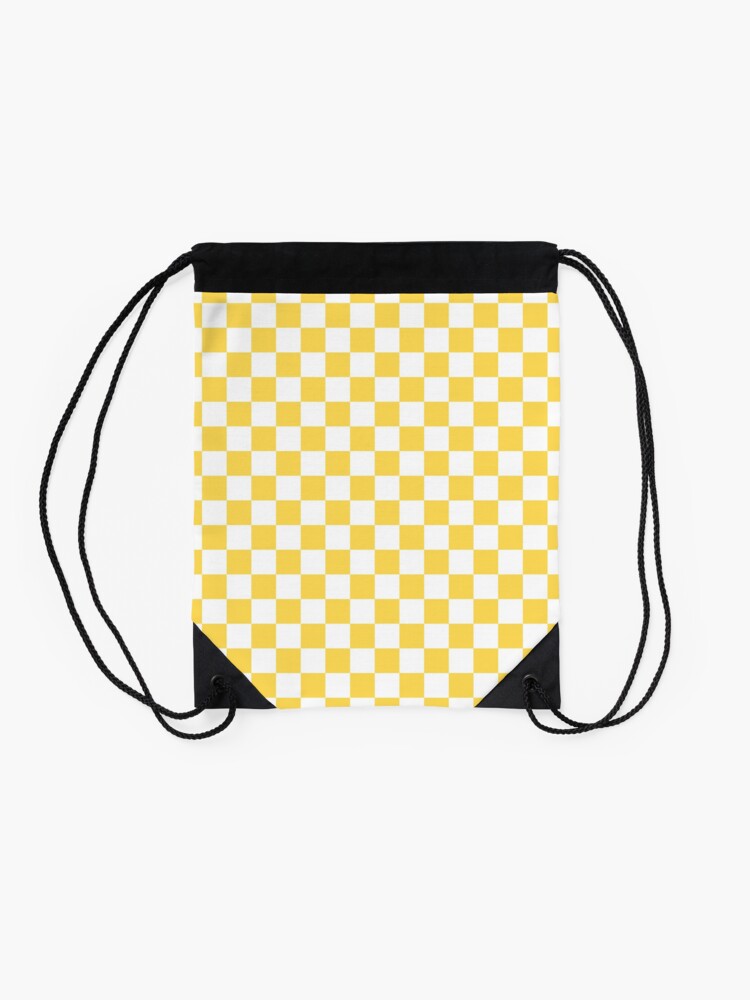 Alternate view of Mustard Yellow And White Checkerboard Pattern Drawstring Bag