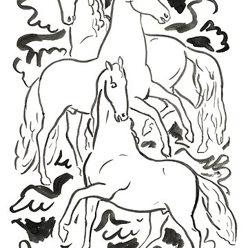 Aperçu de l'œuvre Dessin 'Trois Chevaux' de Leo Gestel de Happy Puppy Print On Demand