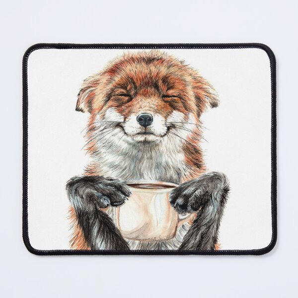 Morning Fox - cute coffee animal Mouse Pad