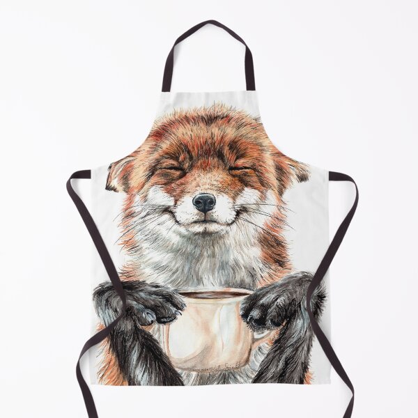 Morning Fox - cute coffee animal Apron