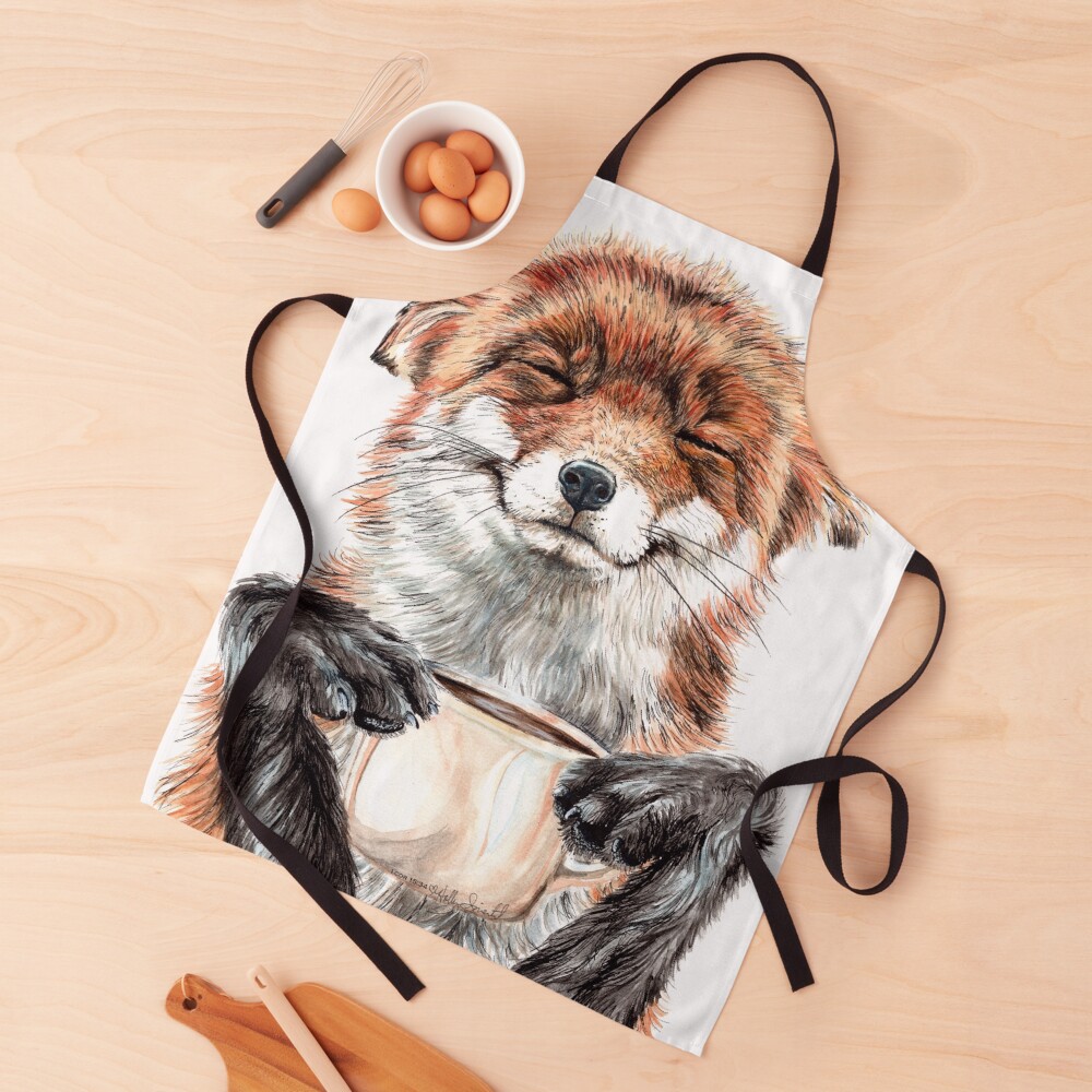 Morning Fox - cute coffee animal Apron