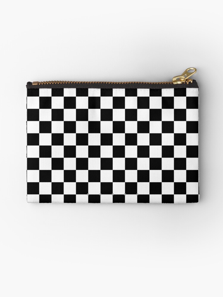 Black and White Checkered Phone Purse Wristlet, Zipper Pouch