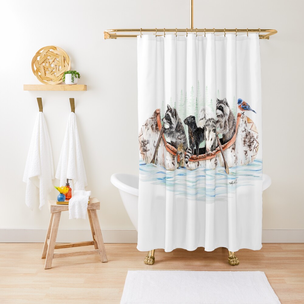 Critter Canoe - forest animals Shower Curtain