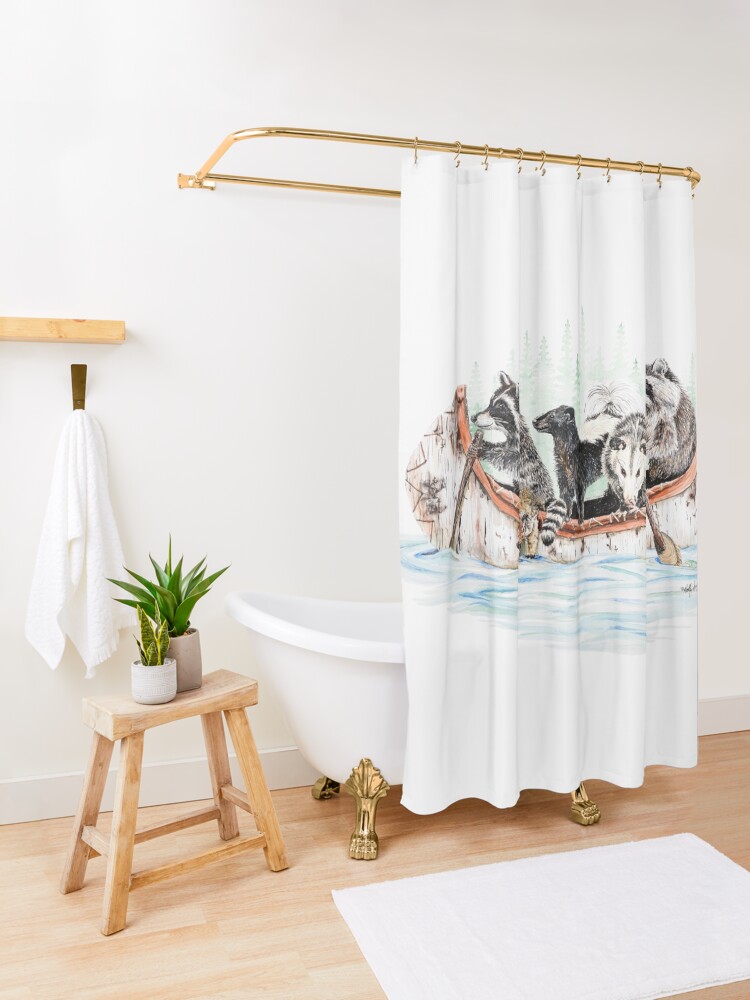 Alternate view of Critter Canoe - forest animals Shower Curtain