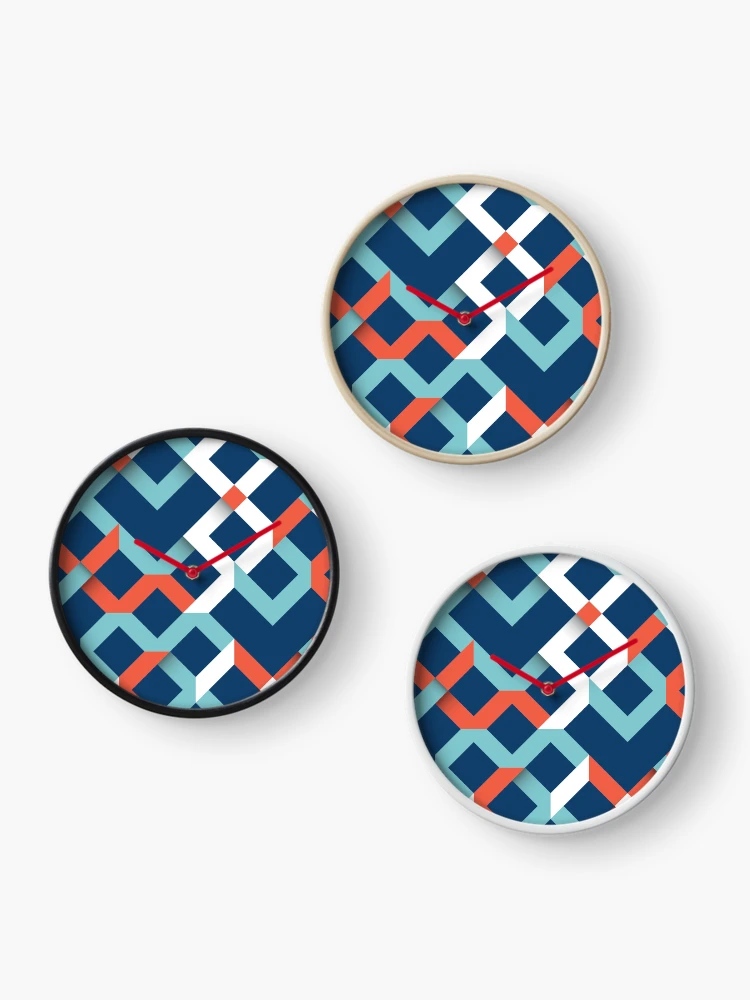 Thumbnail 3 of 4, Clock, Abstract Geometric Pattern designed and sold by patternplaten.