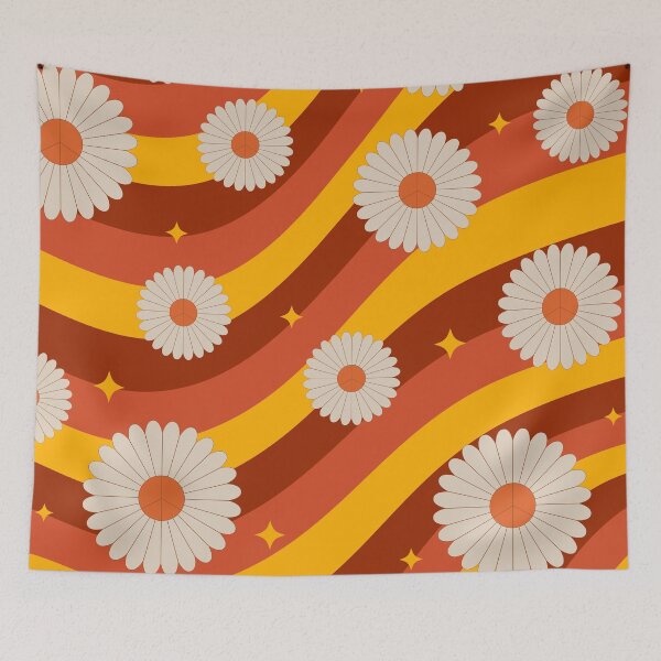 Item preview, Retro Groovy 60s 70s Hippie Rainbow Sun Flower Daisy designed and sold by lovelyvibezzzz.